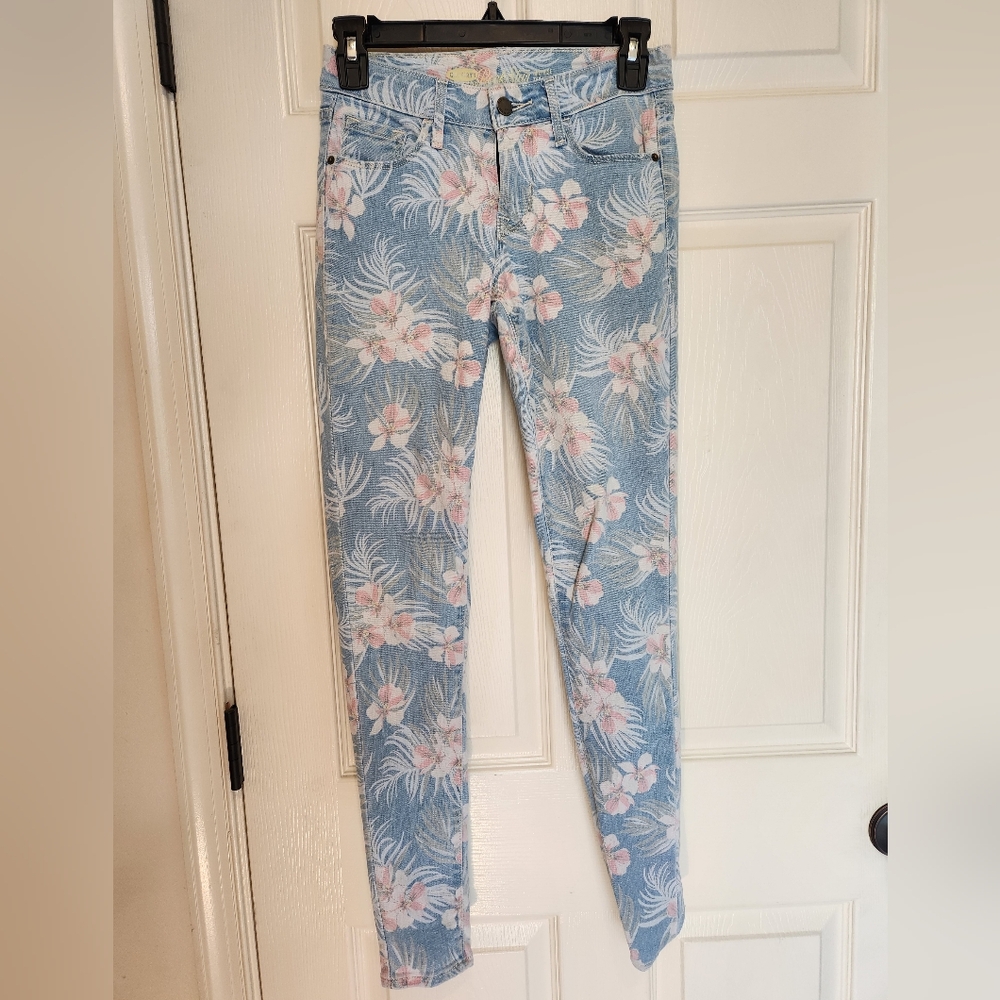 Old Navy Rockstar Tropical Floral Skinny Jeans, Size 0